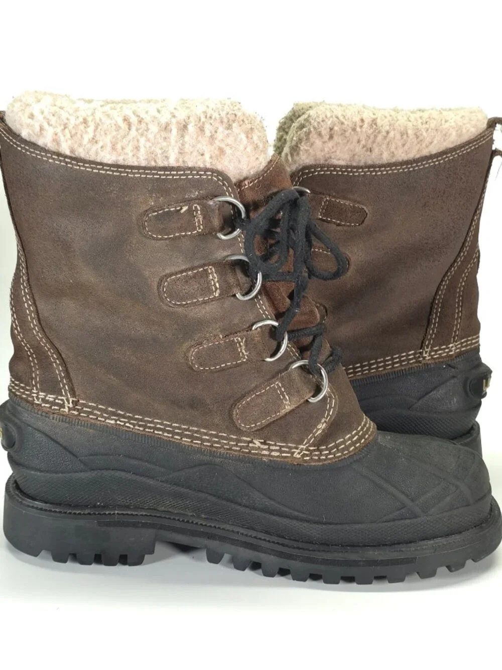 L.L.Bean Brown Shearling Lined Duck Boots Oil Resistant Women's Size 7